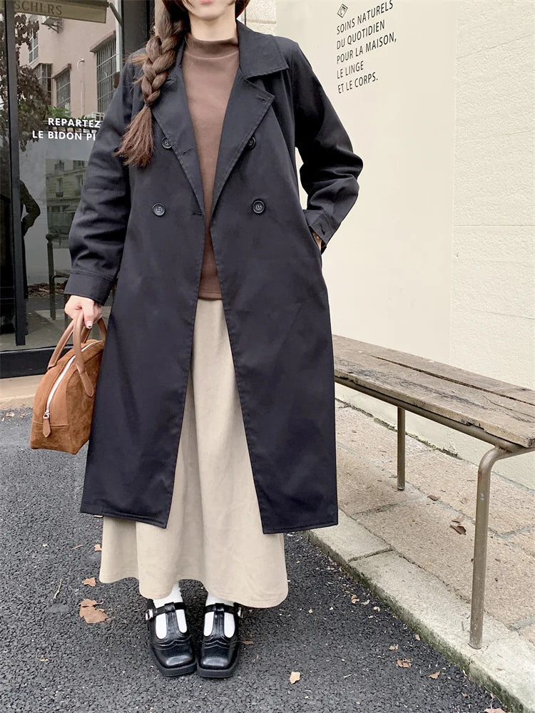 2025 Women's Coat Plus Size Mid-Length Jacket British Style Fashionable Temperament Spring Autumn Arrival Windbreaker Outerwear