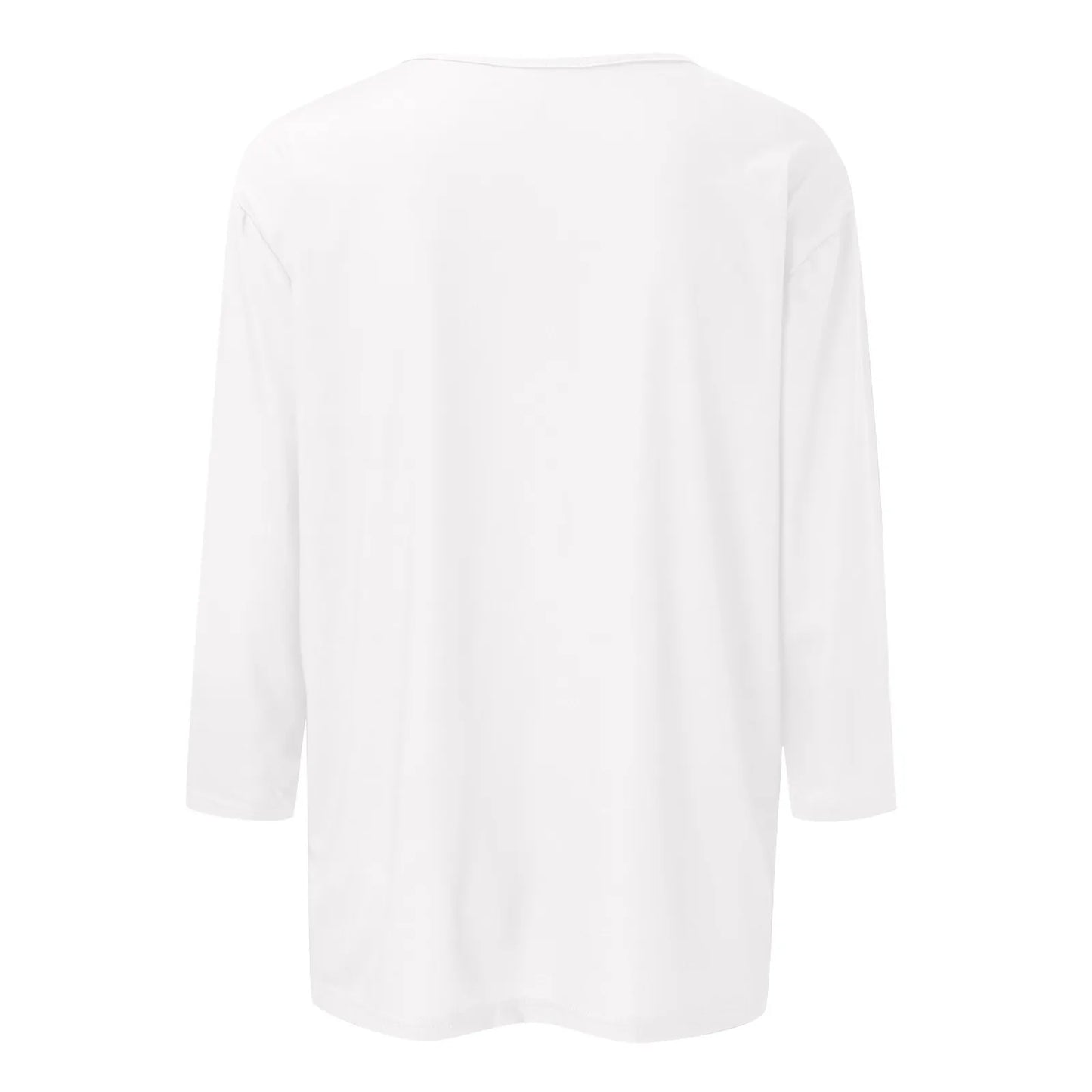 Women's T-Shirt Fashion Casual Everyday Versatile V-Neck 3/4 Length Sleeve Tops Solid Color Printed T-Shirt Top