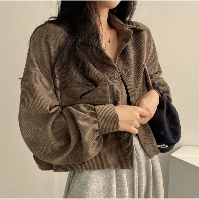 Women Coats Jackets Turn Down Collar Casual Loose Full Sleeve Coat Y2k Streetwear Jacket Work Outerwear Autumn Winter 2025