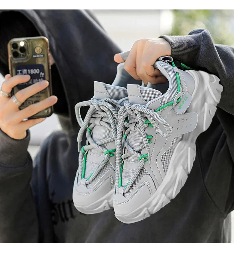 Men's Thick Sole Sport Shoes Simple Fashionable Casual Sneaker High Quality Rubber Plastic Male Athletic Shoes Chunky Sneakers