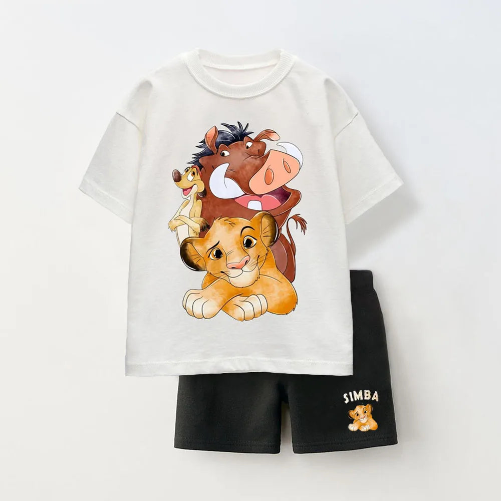 Summer Children Boy Outfits Fashion Cartoon Casual Tshirt Top + Shorts Cute Cotton Baby Clothes Suits
