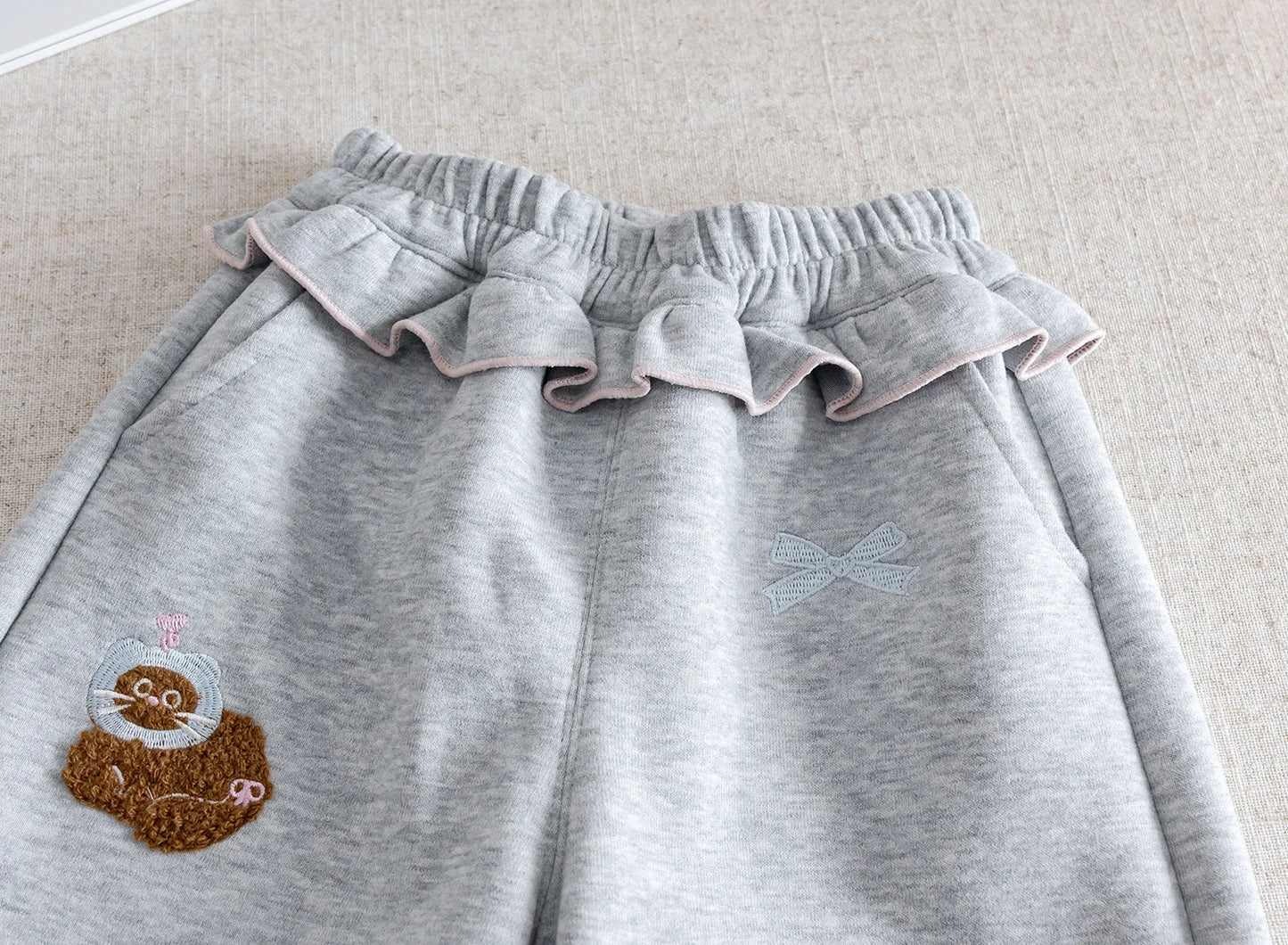 Girls Pants 2025 Spring Autumn Cartoon Trousers for Kids Embroidered Children Casual Loose Toddler Sporty Pants Baby Clothing