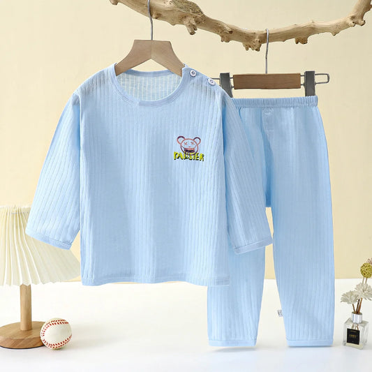 2025 Kids Pajama Set Long Sleeve Baby Boys Girls Sleepwear Thin Home Clothes Comfortable Breathable Children Nightwear Outfit
