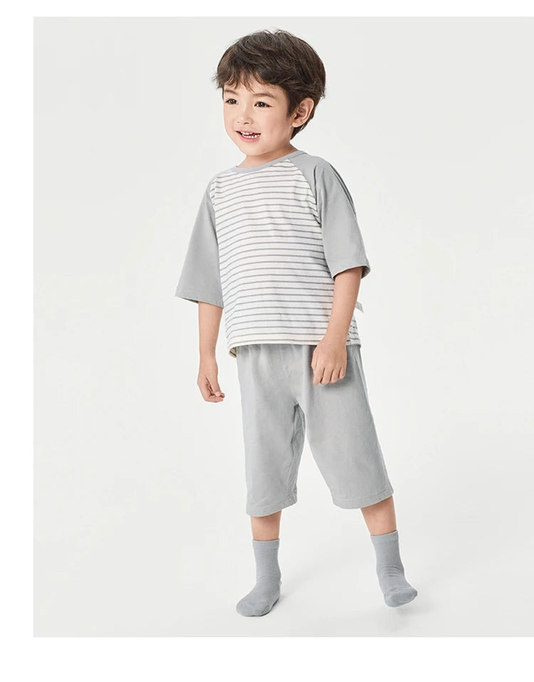 Balabala Pajama Sets Boys GirlsThin 2025 Summer New Air-conditioned Clothing Home Wear for Young and Older Children Parent-Child