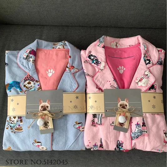 Fashion Cartoon Pijama Mujer Lencerias Cotton Long Sleeve Trouser Suits Sleepwear Loose Casual Home Clothes Loungewear Pyjama