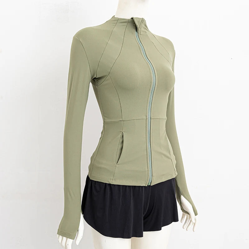 Yoga Clothes Windbreaker Women's Autumn Winter Professional Sports Jogging Cycling Long-sleeved Fitness Running Shirts Tops Gym