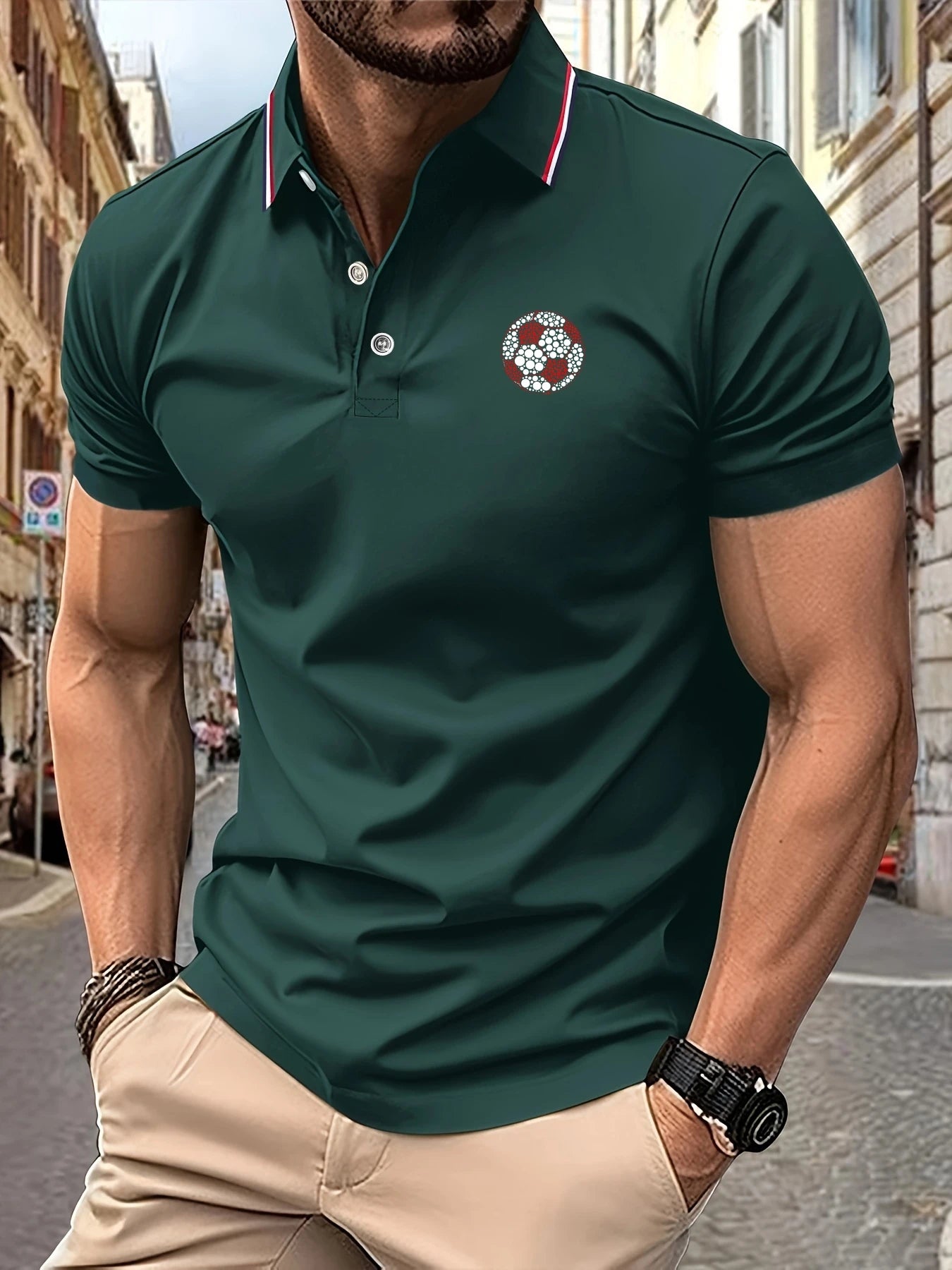 Golf Polo Shirts For Men Polka Dots Soccer Graphic Print Striped Collar Decor Short Sleeve Breathable Casual Daily Cool T-shirt