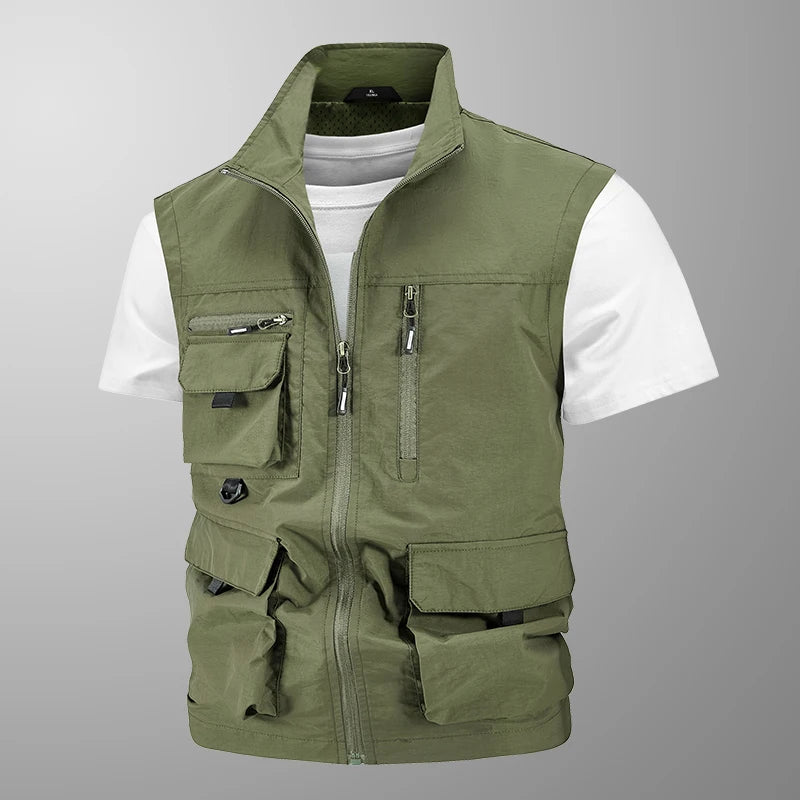Jacket Hunting Camping Men's Work Vest Tactical Windbreaker Men Large Size Golf Sleeveless Fishing Waterproof Coat Summer Vest
