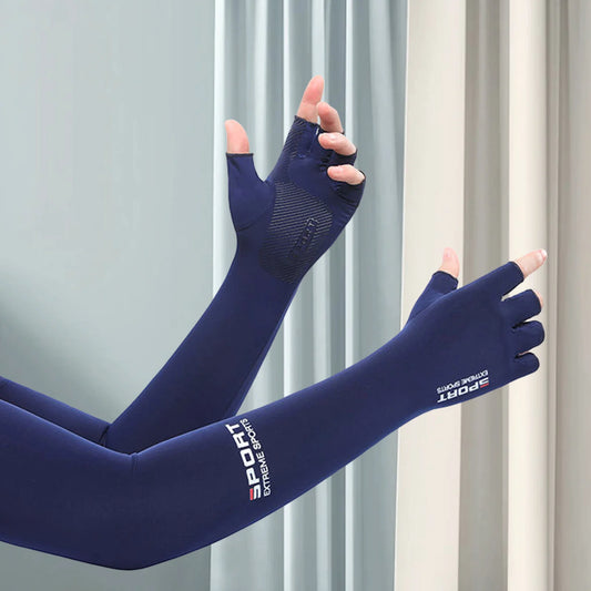 Summer Anti-UV Cooling ‌Ice Silk Arm Sleeves Breathable Stretchy Cover UV Protection Sun Sleeves for Cycling Running Sports