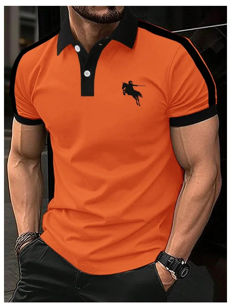 polo shirt man Print Polo TShirt For Men Fashion Lapel Button Tops Business Casual Short Sleeve T-Shirts Golf polo shirts herren