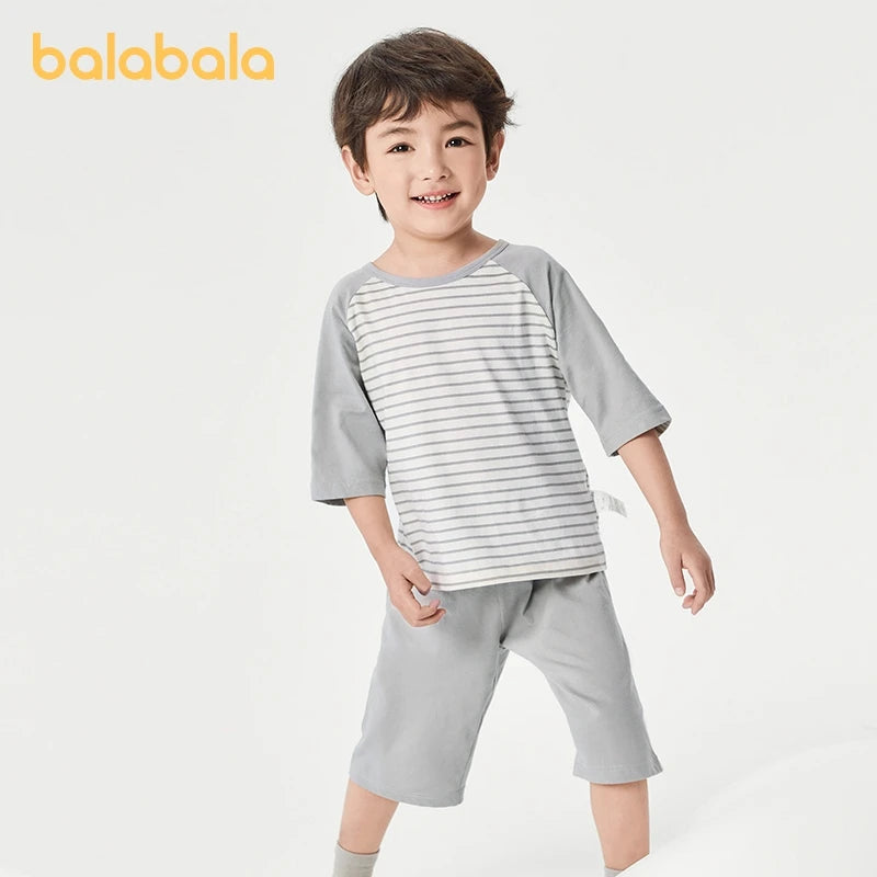 Balabala Pajama Sets Boys GirlsThin 2025 Summer New Air-conditioned Clothing Home Wear for Young and Older Children Parent-Child