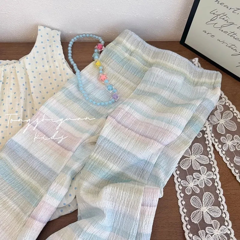 children's clothes summer clothes wide sports pants Female child clothes loungewear pants for children bottoms Rainbow trousers