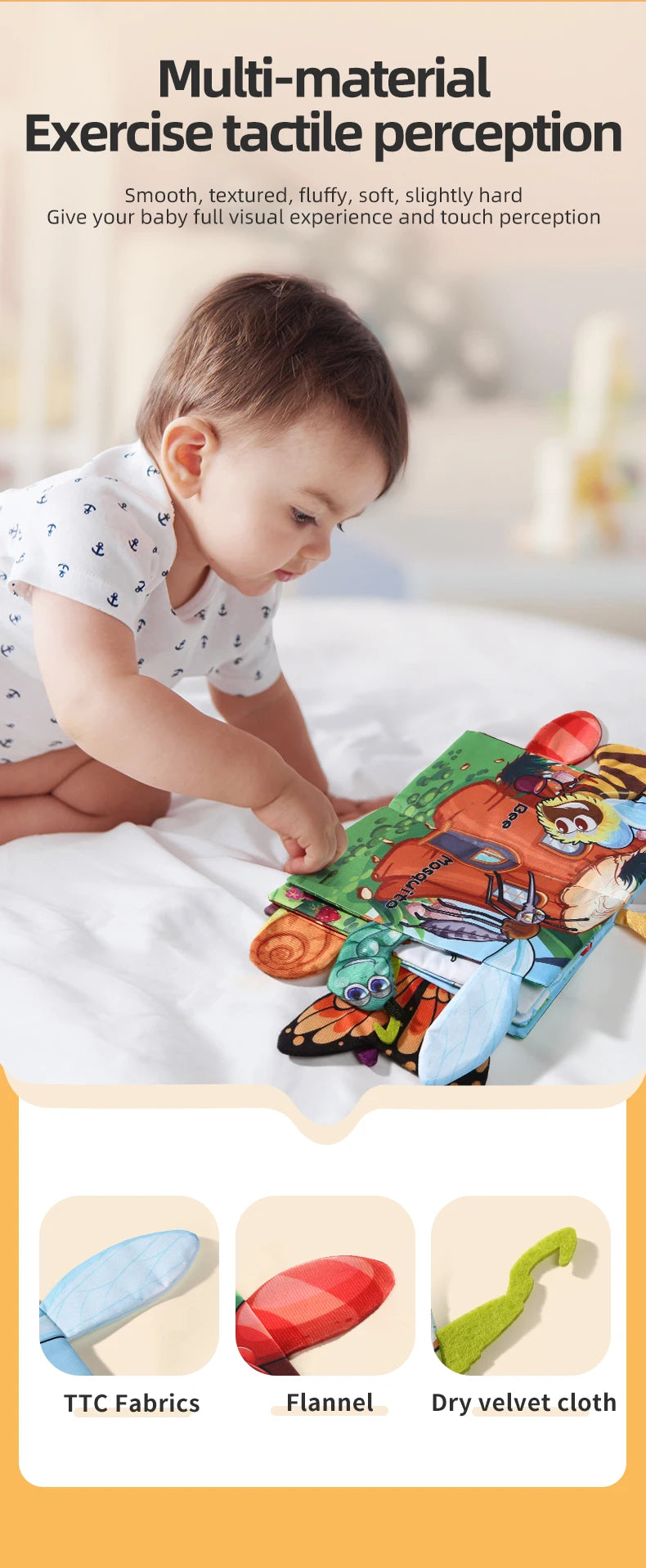 Baby Cloth Book 6 Pages 0-3 Year Old Early Education Parent-child Interaction Baby Toys For 0-3 Year Old Newborn Gifts