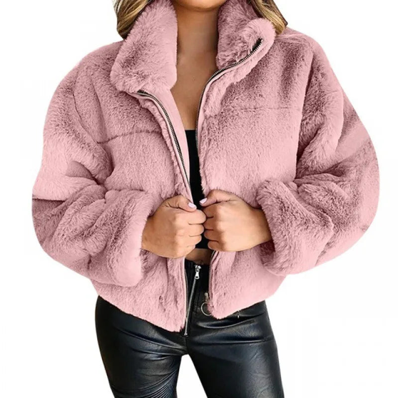Autumn Winter Coat For Women 2025 New Elegant Teddy Bear Warm Thicken Fleece Faux Fur Coats Jacket Women Long Sleeve Outwear
