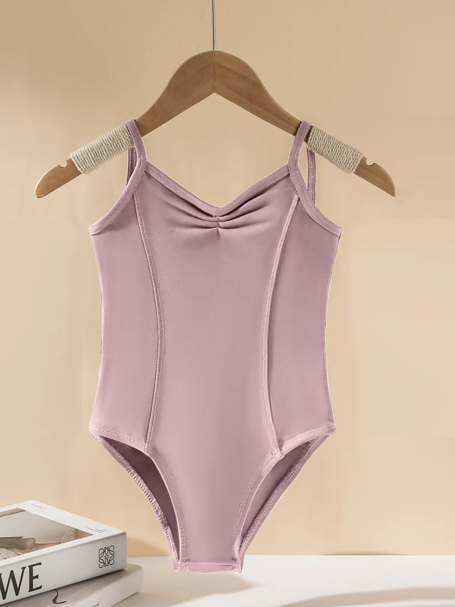 Girls' ballet dance clothes, girls' gymnastics clothes, girls' exercise clothes, V-back sling jumpsuits