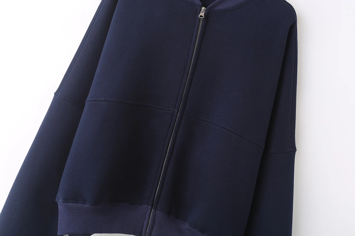 TRAFZR Cotton Zipper Cardigan Sets To Woman 2024 Tracksuit Suits Baggy Pants Sportswear Women Sweater 2 Piece Set Women Outfits