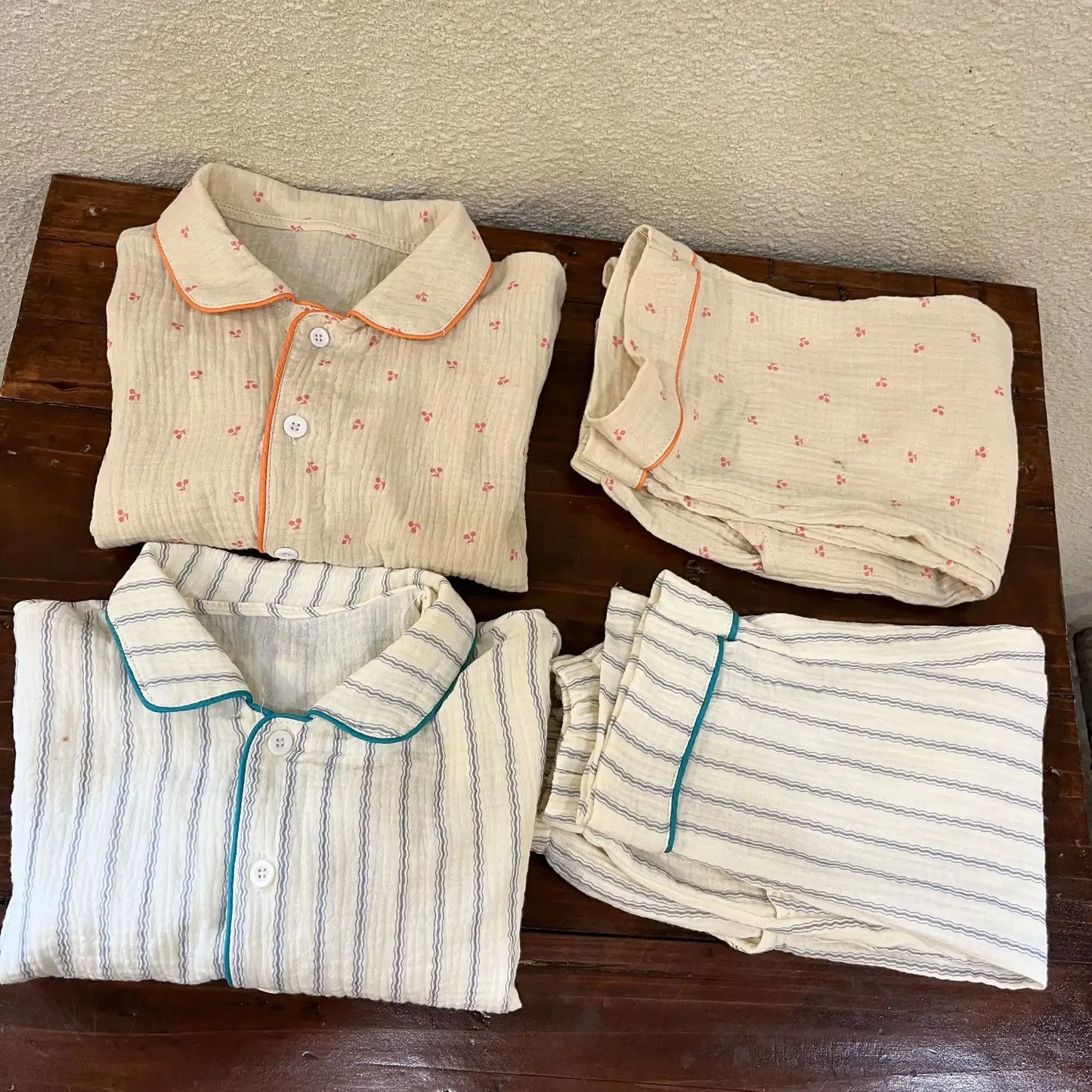 Pajama Sets New Spring Autumn Season Pure Cotton Gauze Baby Long Sleeved Girl Boys Childrens Clothing Sleepwear