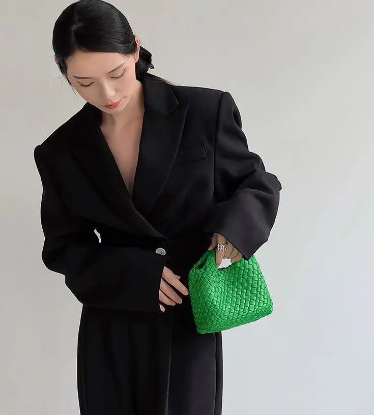 Hanrted Woven  Buet Bag Women's Crossbody Handbag Handheld Basket Bag Sli American Retro Sle Daily Use