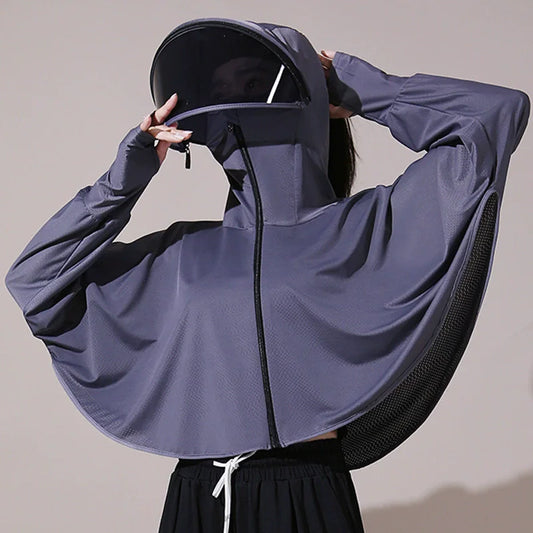 Summer Sun-protective Women's Clothing Breathable Smock Ice Silk Thin UV Protection Ladies Cloak & Cape For Women