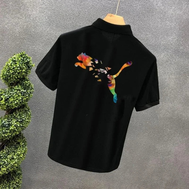 Polo Shirts Anime Male with Collar Tee Hip Hop Tops Heather Mens T-shirt Original Short Quarter Sleeve Aesthetic Casual Stylish