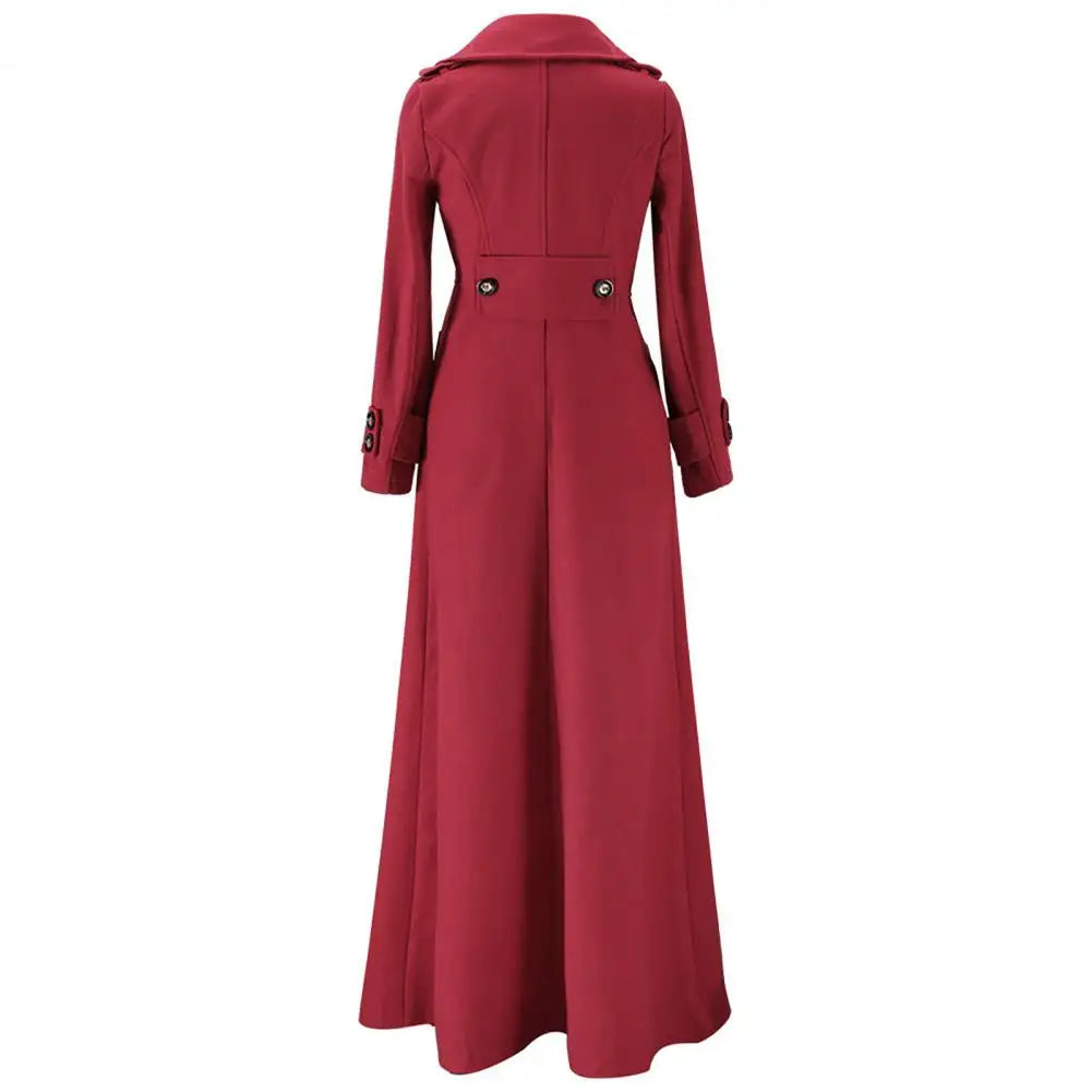 Long Women Woolen Coat Autumn Winter Single Breasted Turndown Collar Slim Fit Woolen Ladies Trench Coat Overcoat Women Jackets