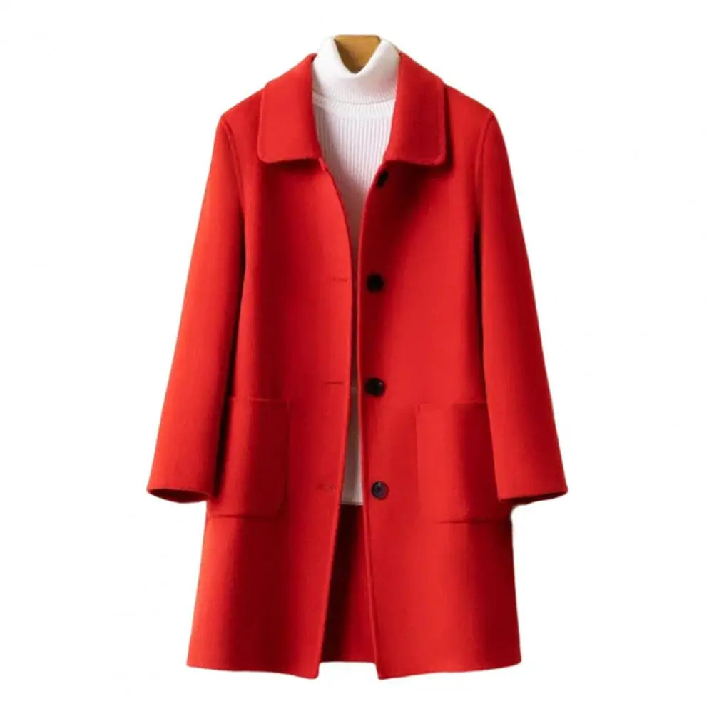 2024 women woolen coat Autumn Winter Women Solid Color Jackets Woolen Blends Coats Female Korean Elegant Retro Apricot Outerwear