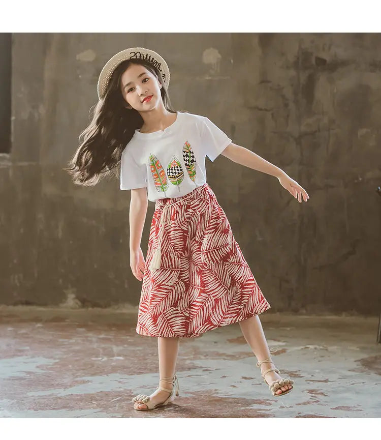 Summer 2025 Baby Girls Clothes Sets Outfits Kids Clothes Short Sleeve+Pants Children Clothing Set 6 10 11 12Y Kids Clothes Girls