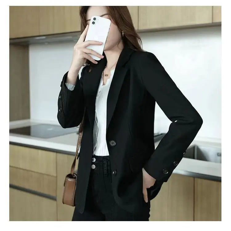 Tailored Coat Women Single Breasted Jackets Blazer Solid Long Sleeve Turn Down Collar Elegant Coats Office Lady Simple