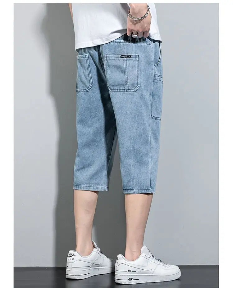new Mens Summer Denim Short Men Jeans Fashion Streetwear Hip Hop Long 3/4 Capri Cargo Shorts bermuda masculina ropa hombre