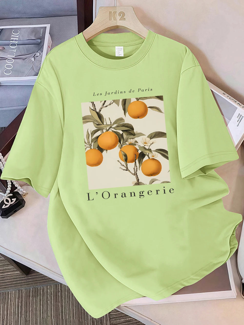 Summer T-Shirts Women Cotton Fresh Oranges Fruits Printing Tops Loose O-Neck Soft Comfortable Short Sleeve Street Woman Clothes