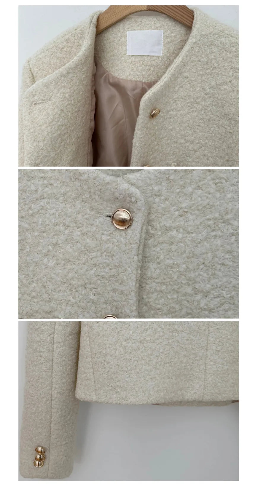 Women Autumn Winter 2025 French Vintage Coat Temperament High Quality Korean Casual Single Breasted Slim Tweed Jackets