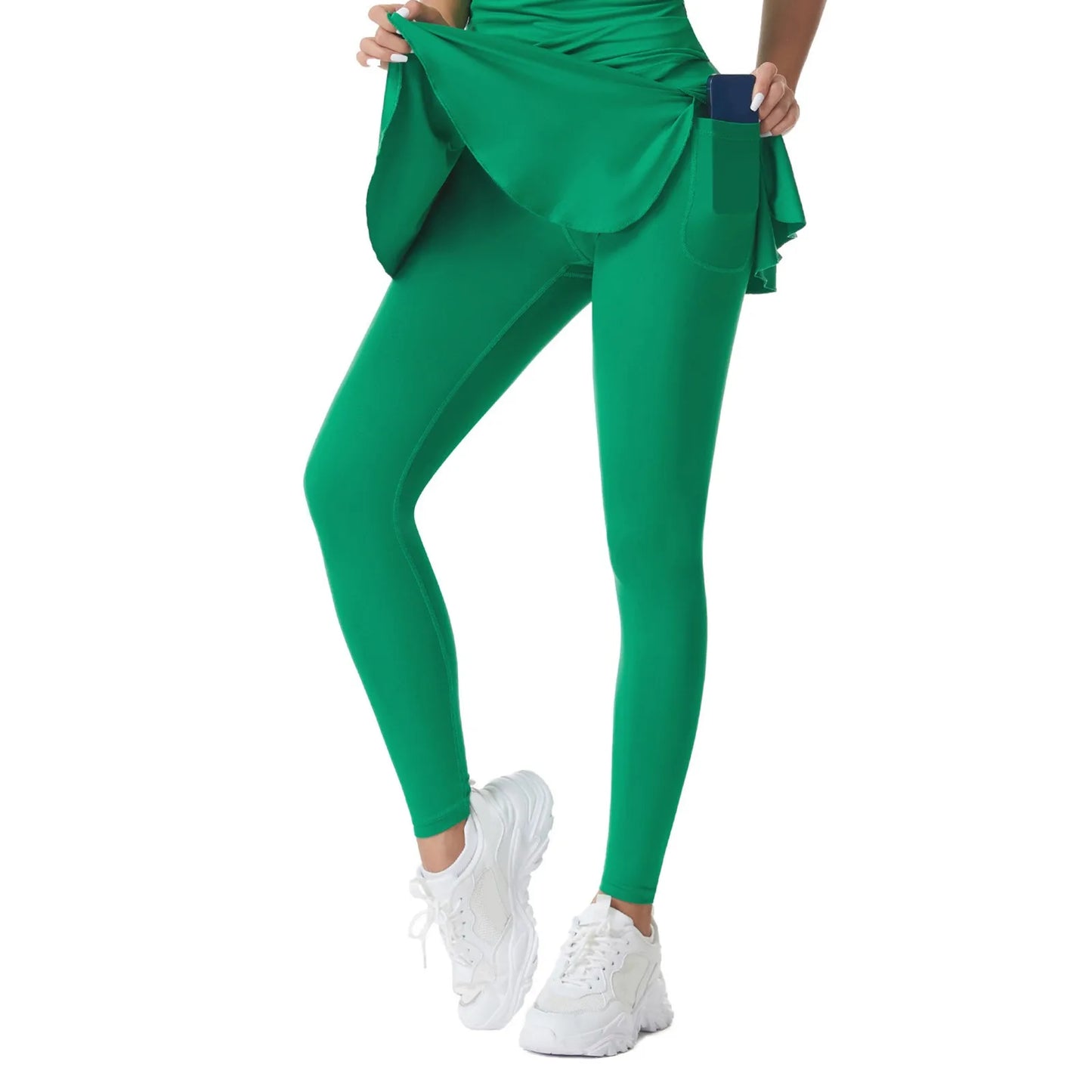 Womens Yoga Pants Pockets High Waist Workout Sport Skirt Pants Soild-Color Casual Trousers Stretchy Leggings For Female Feminina