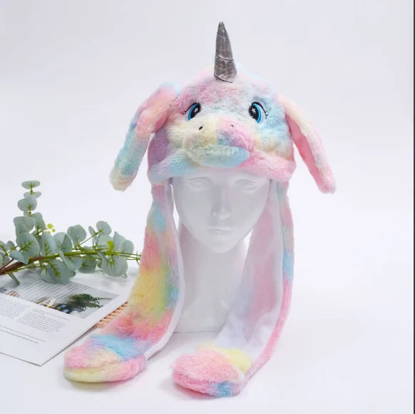 Hats For Autumn And Winter Warm Accessories Toys For Children Internet Celebrities Cute Rainbow Horses Small Rabbits Ears Hats