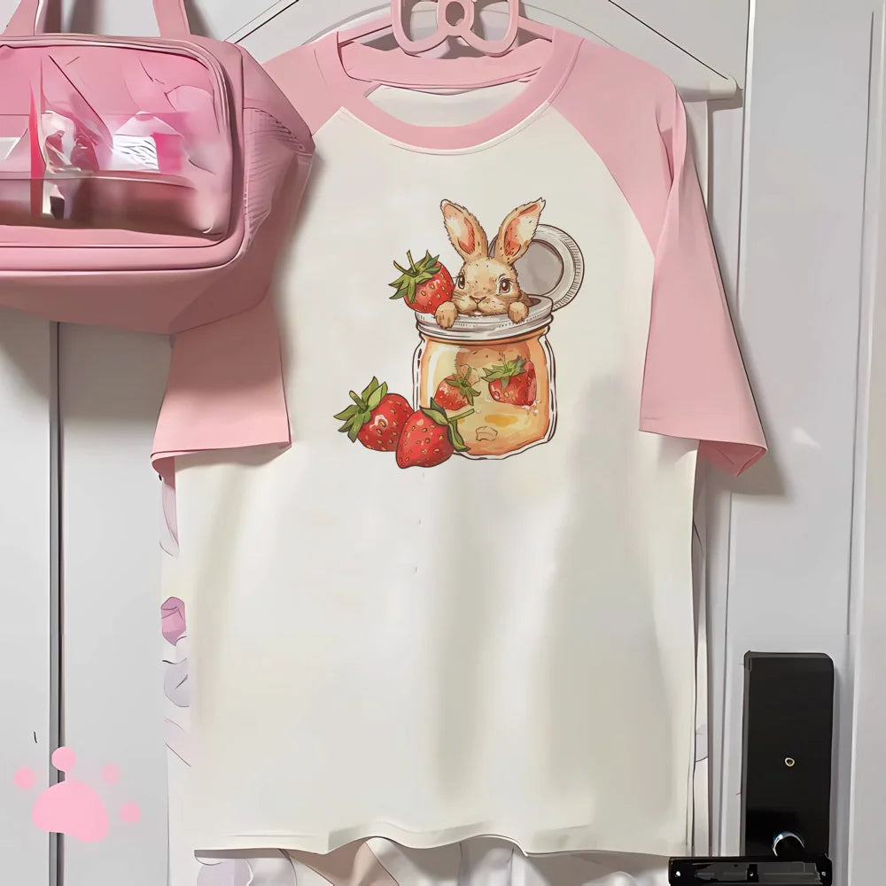 Strawberry t-shirts women printed design active wear casual wear tshirt female 2000s comic clothes