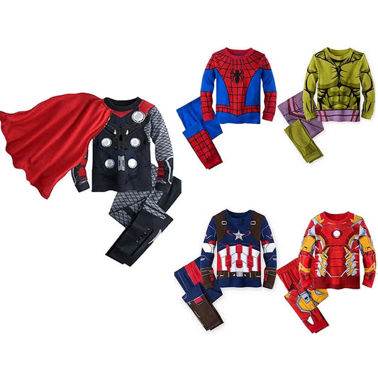 Iron Man Spiderman Avengers Pajama Set Superhero Cosplay Costume Pyjama Long Sleeve Home Sleepwear Nightwear Christmas Suit