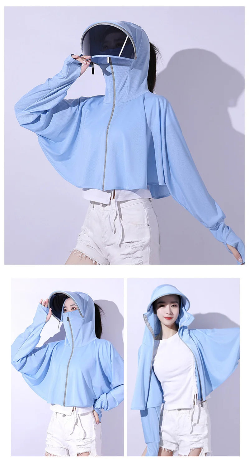 Summer Sun-protective Women's Clothing Breathable Smock Ice Silk Thin UV Protection Ladies Cloak & Cape For Women
