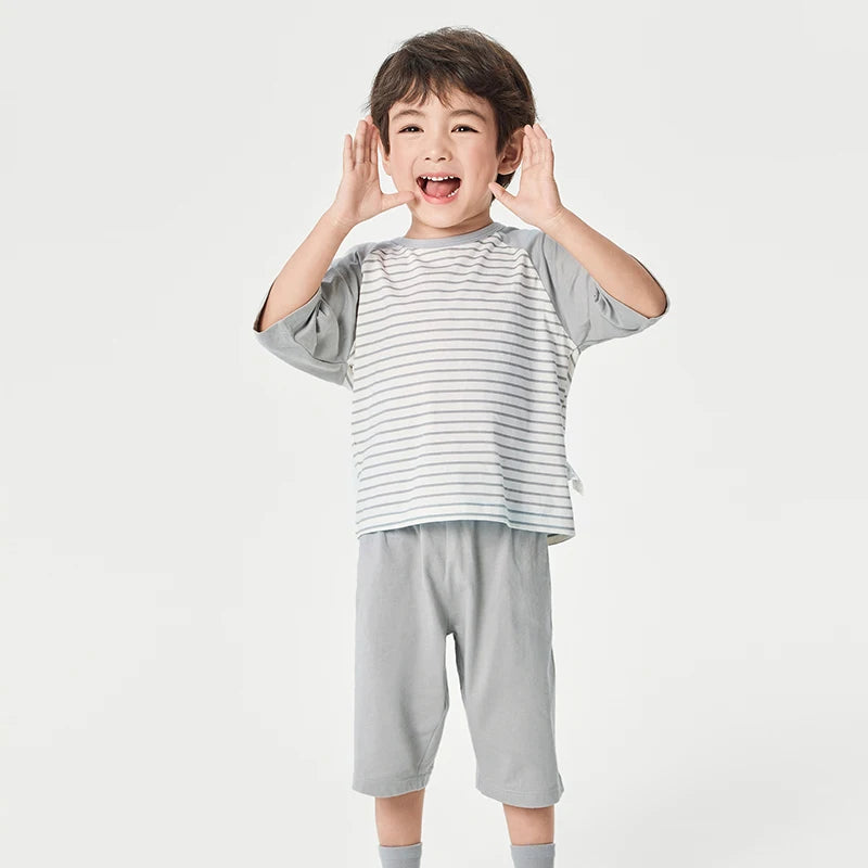 Balabala Pajama Sets Boys GirlsThin 2025 Summer New Air-conditioned Clothing Home Wear for Young and Older Children Parent-Child