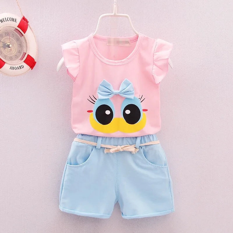 Children's Girls Clothes Summer New Baby Girl Fashion Cute Vest Shorts 2Pcs/Sets Infant Outfits Kids Tracksuits 1 2 3 4 Years