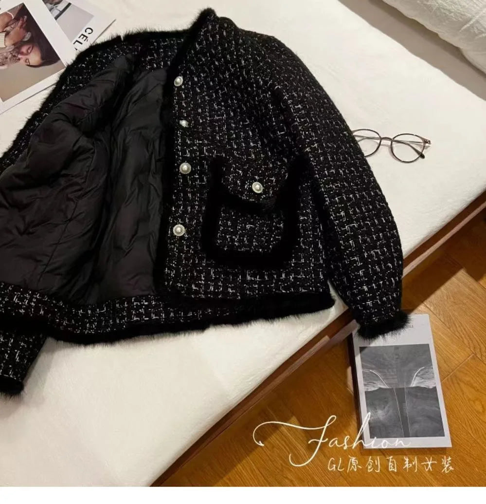 Women Coats Round Neck Full Sleeve Lamb Wool Jackets Single Breasted Slim Fit Thick Coat Open Stitch Elegant Outerwear 2024