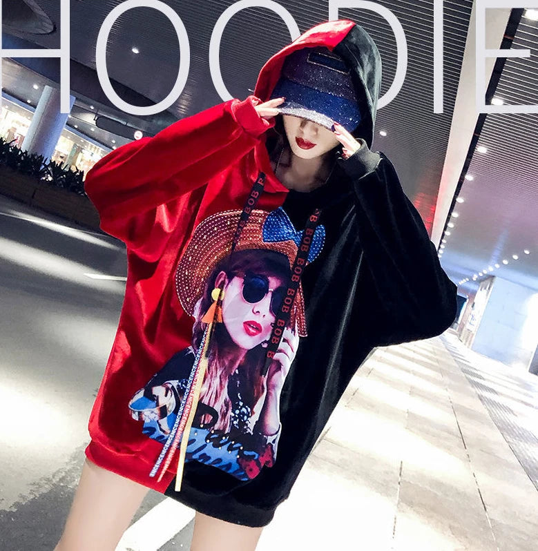 Hoodie Harajuku Style Hoodies for Women Tops Aesthetic Korean Fashion Vintage Graphic Women's Sweat-shirt Spring Autumn Crewneck