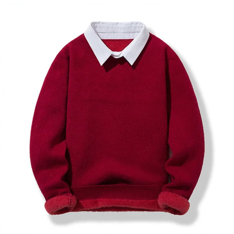 Men's Clothing Autumn Winter Long Sleeve New Tops T-Shirts Round Neck Fashion New Comfortable Solid Color Sweaters