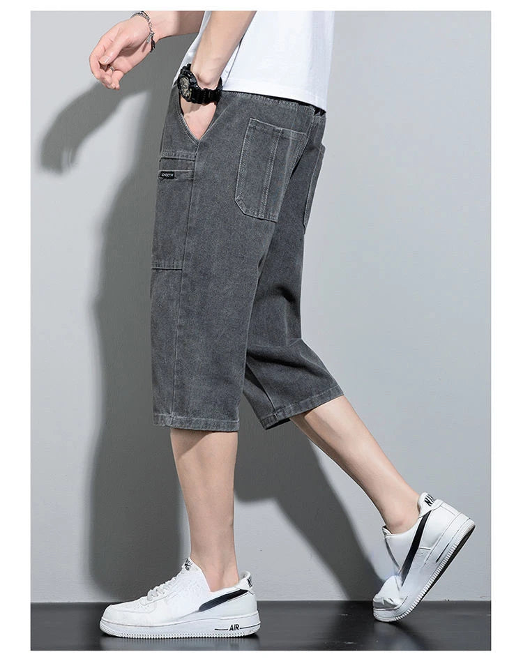 new Mens Summer Denim Short Men Jeans Fashion Streetwear Hip Hop Long 3/4 Capri Cargo Shorts bermuda masculina ropa hombre