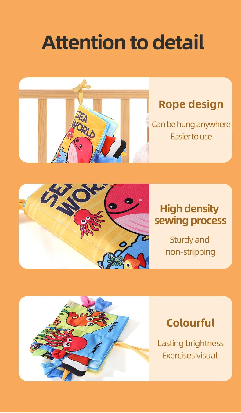 Baby Cloth Book 6 Pages 0-3 Year Old Early Education Parent-child Interaction Baby Toys For 0-3 Year Old Newborn Gifts