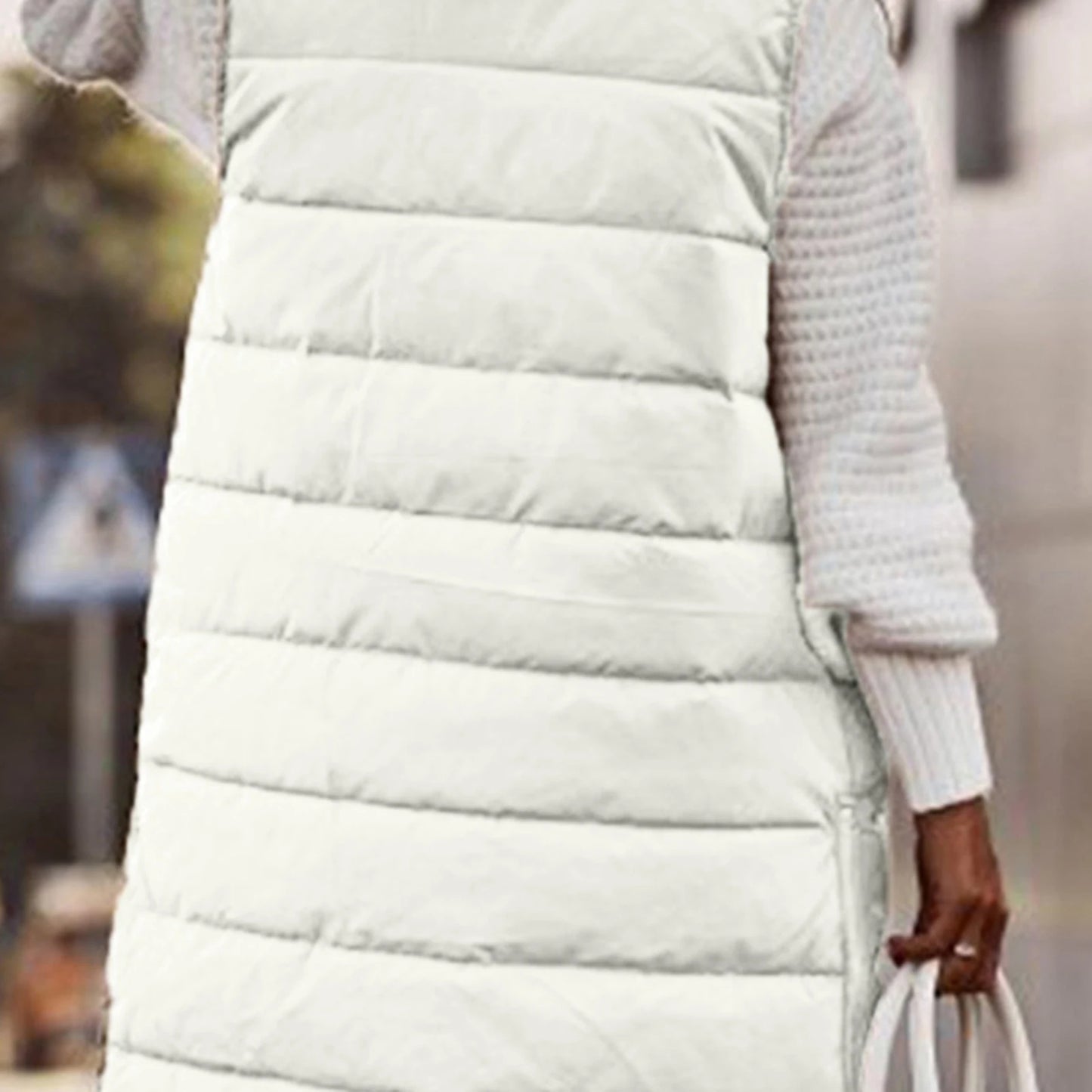 Women's Long Coat Vest With Hood Autumn Winter Sleeveless Warm Cotton Down Coat Waistcoat Quilted Vest Down Jacket Outwear 2XL