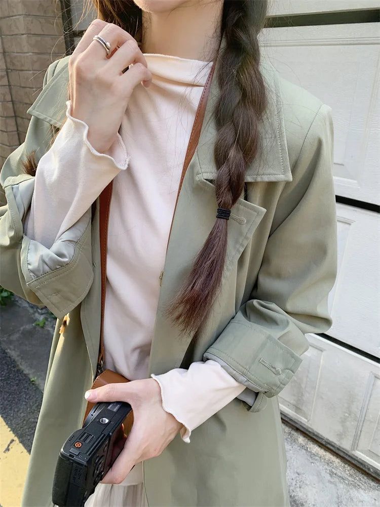 2025 Women's Coat Plus Size Mid-Length Jacket British Style Fashionable Temperament Spring Autumn Arrival Windbreaker Outerwear