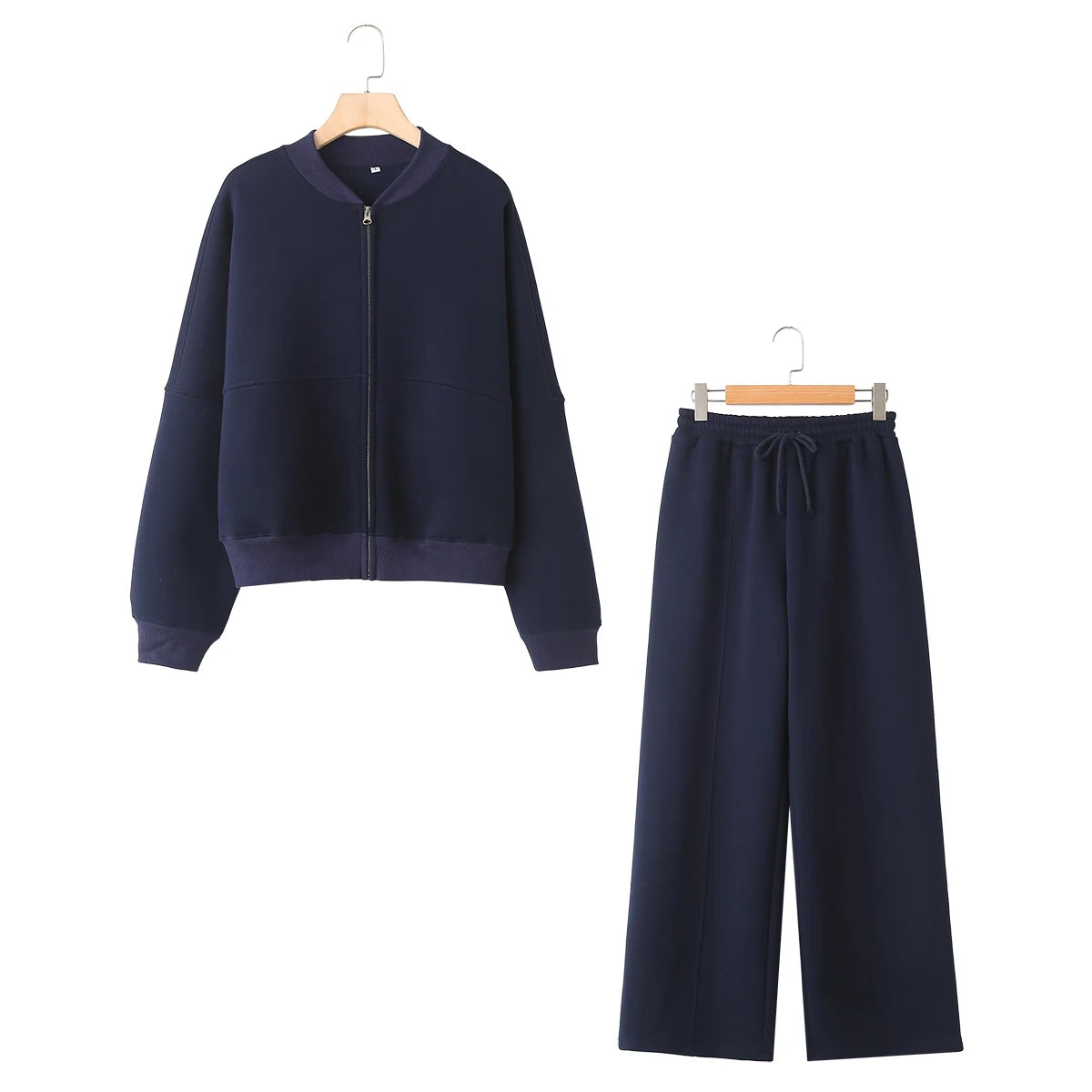 TRAFZR Cotton Zipper Cardigan Sets To Woman 2024 Tracksuit Suits Baggy Pants Sportswear Women Sweater 2 Piece Set Women Outfits