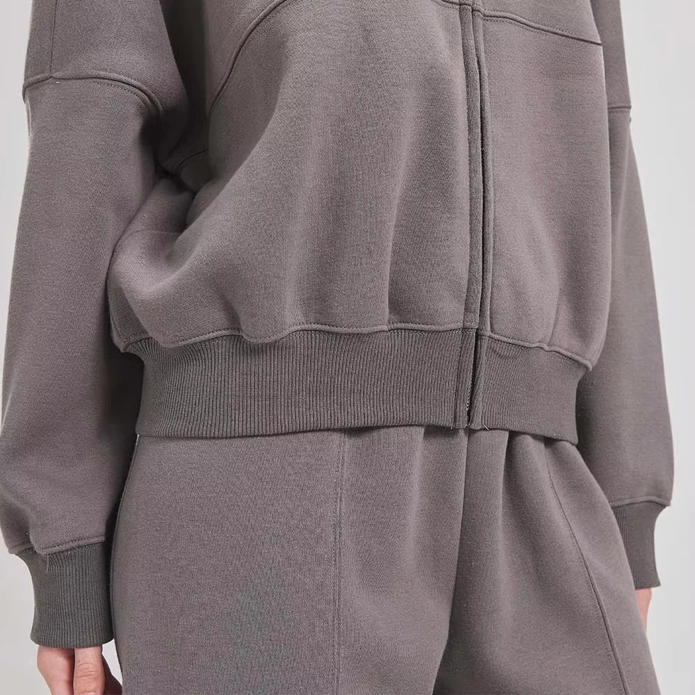 TRAFZR Cotton Zipper Cardigan Sets To Woman 2024 Tracksuit Suits Baggy Pants Sportswear Women Sweater 2 Piece Set Women Outfits