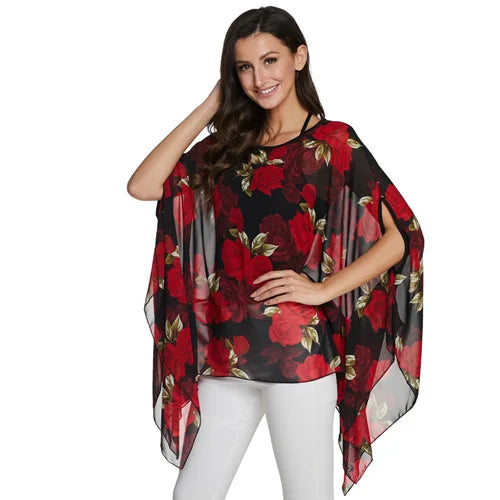 BHflutter Blusas Mujer de Moda 2018 Blouse Women Shirt Batwing Sleeve Casual Summer Tops Tees Solid Chiffon Blouses Plus Size