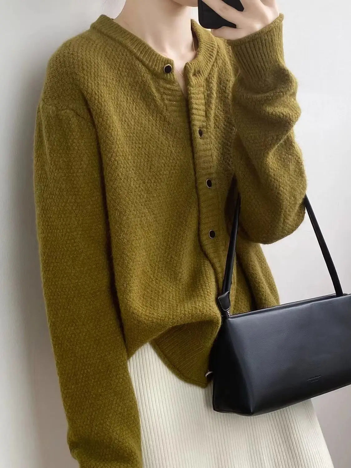 Sweater Coat for Women Autumn Winter New Collection High-End Loose Knit Cardigan
