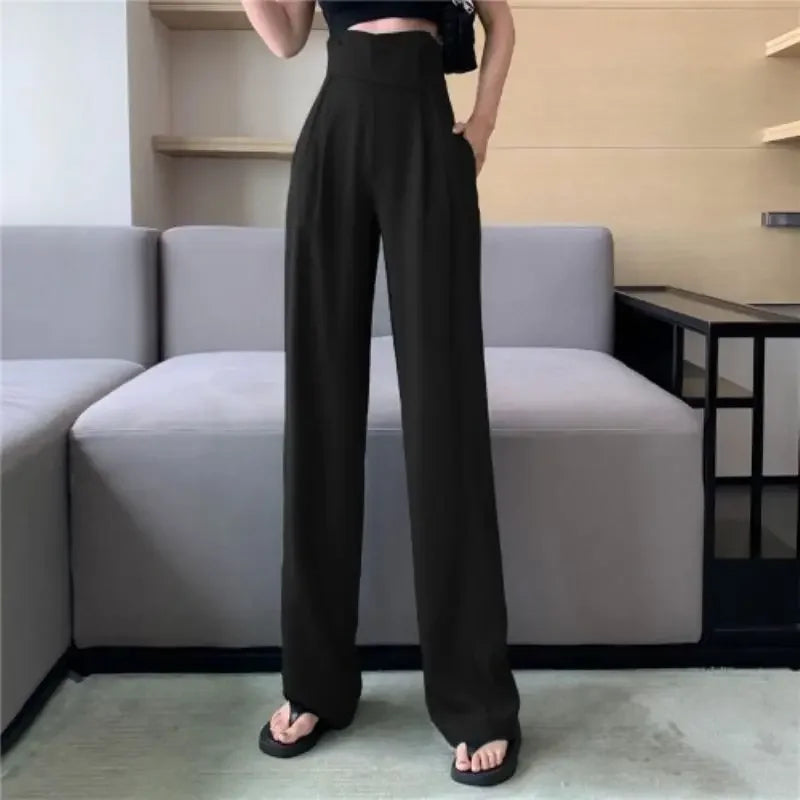 Female Pants Work Flare High Waist Clothes Tailoring Office Trousers for Women Black Aesthetic Harajuku Comfortable Stretch G